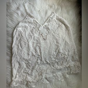 Wet Seal White Tank Top with Crotchet Detail Size: Medium